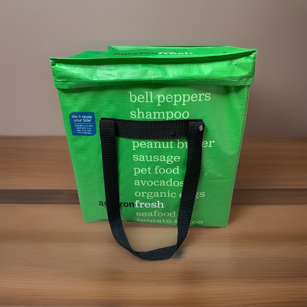 Amazon Fresh Cooler Bag Reusable Foldable Grocery Bag No Insulation Discontinued